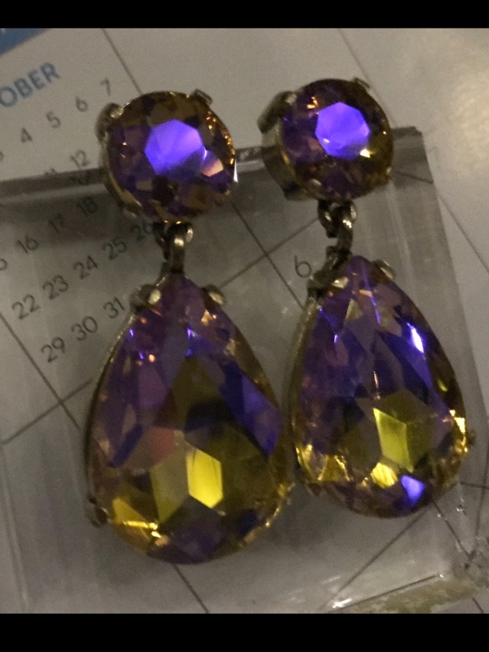 #retro #80s  style #crystal #statement large teardrop earrings nwt